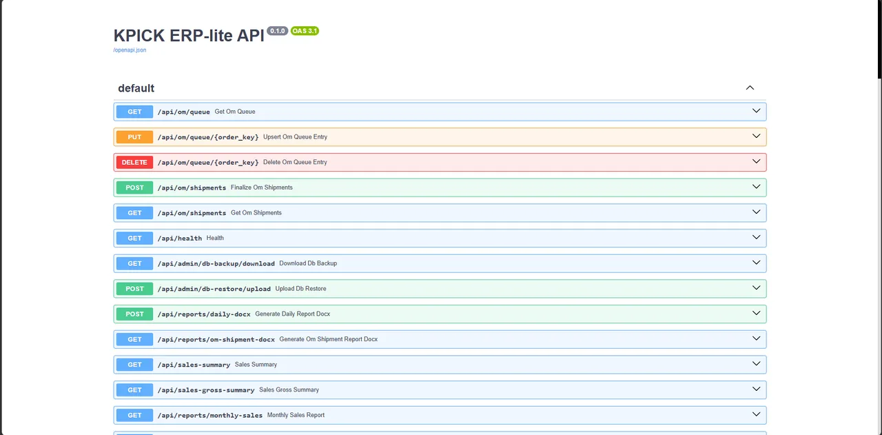 K-Pick ERP-lite API documentation
